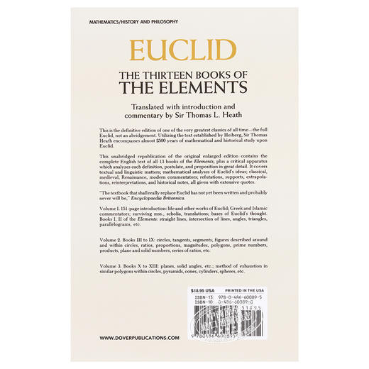 【中商原版】欧几里得：几何原本2 英文原版 The Thirteen Books of the Elements Vol.2 Euclid 商品图1