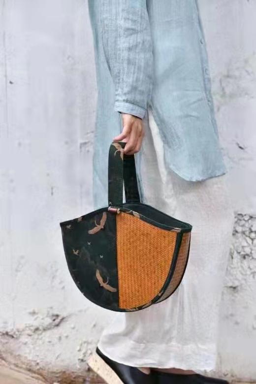 香云纱竹编仙鹤挽包 商品图3