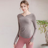 【带胸垫】2021秋冬新款瑜伽服 长袖V领上衣 裸感时尚运动健身服带胸垫T恤女 商品缩略图3