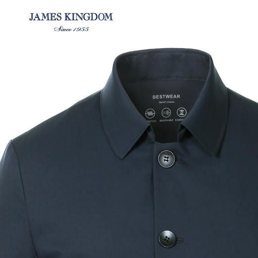 【耐磨防风】占姆士男士商务春季新款中年干部翻领中长款风衣外套男BF7L1E910 商品图2