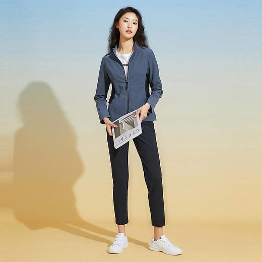 RAPIDO雳霹道2021秋季女士运动拼接立领针织背面磨毛夹克外套CP1976G03P 商品图4