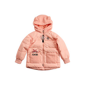 Converse匡威童衣冬女童中长款加厚保暖连帽粉羽绒服外套CV2142049