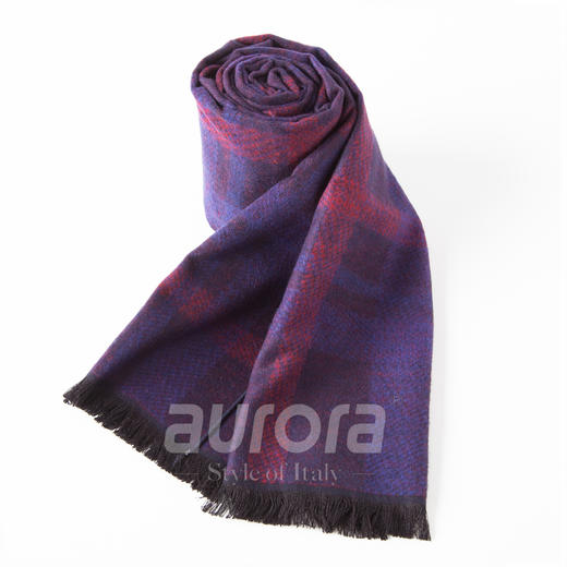 蓝紫 真丝双面提花拉绒围巾 商品图6