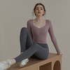 2021欧美新款瑜伽服女长袖T恤带胸垫跑步紧身健身服修身显瘦上衣 商品缩略图1