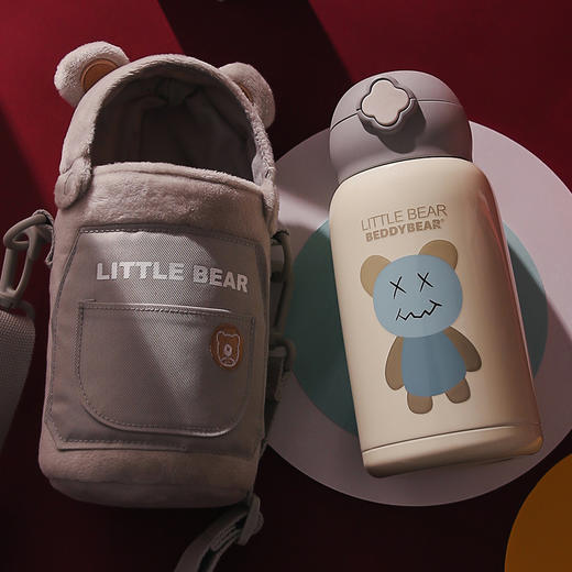 杯具熊儿童杯—毛绒熊RT105-630保温杯可爱少女心吸管水杯男女宝宝学生大容量便携水壶 商品图0