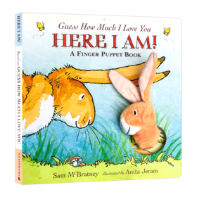 猜猜我有多爱你 儿童手偶书 英文原版绘本 Guess How Much I Love You Here I Am A Finger Puppet Book 英文版儿童英语启蒙纸板书