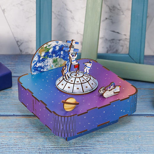 同趣月球漫步拼装八音盒 太空 航天 生日礼物 商品图2