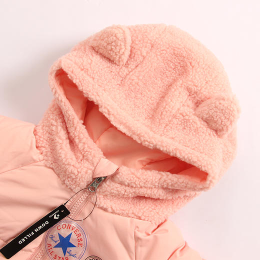 Converse匡威童衣冬女童中长款加厚保暖连帽粉羽绒服外套CV2142049 商品图2