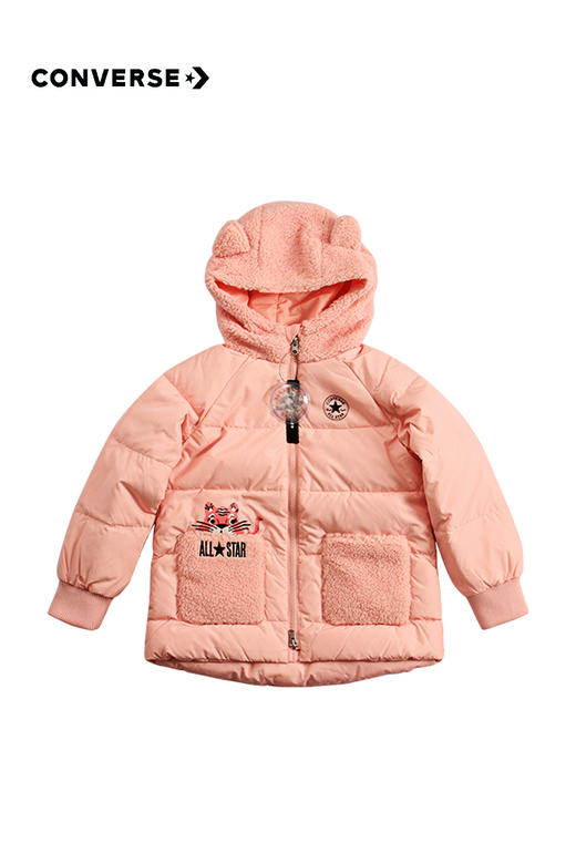 Converse匡威童衣冬女童中长款加厚保暖连帽粉羽绒服外套CV2142049 商品图4