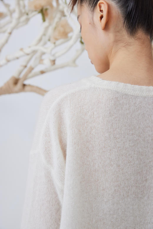 疗愈羊绒|手工绣花圆领宽松女套衫 SJF93W413N 商品图2