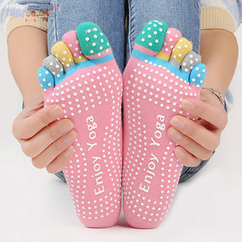 【3双装】健身空中瑜伽袜子蹦床硅胶防滑五指袜 商品图0