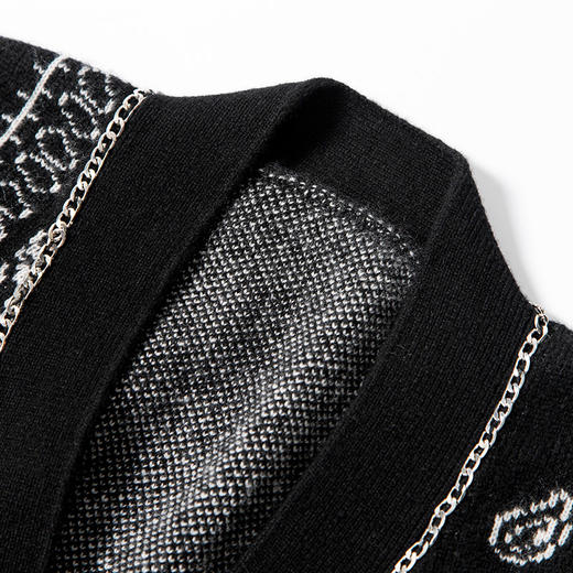 丁摩 全羊毛印花针织毛衣上衣加厚高密重工开衫外套2106WX-146 商品图3