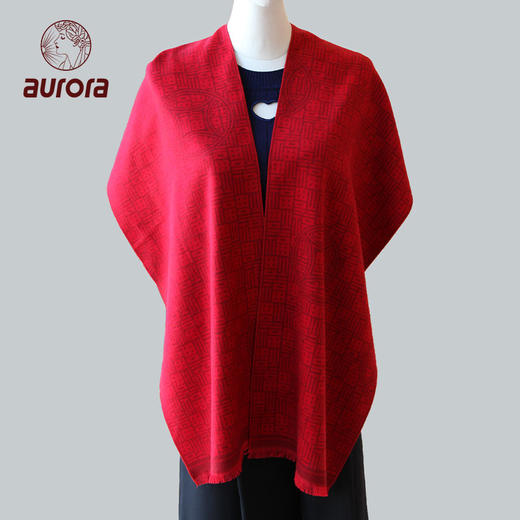 福禄双全 真丝双面提花拉绒围巾 商品图1