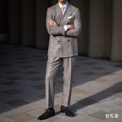 Stylbiella Super 120's 澳洲美丽诺羊毛卡其棕色亲王格套装 商品图2