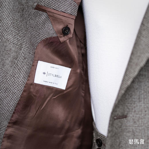 Stylbiella Super 120's 澳洲美丽诺羊毛卡其棕色亲王格套装 商品图7