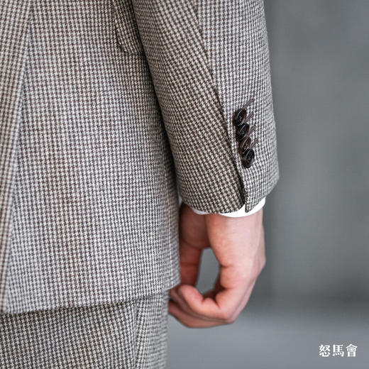 Stylbiella Super 100's 澳洲美丽诺羊毛卡其棕色千鸟格套装 商品图5