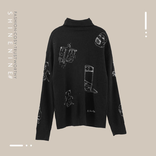 FM19AW4A-ZZS1917绣花高领毛衣 商品图3