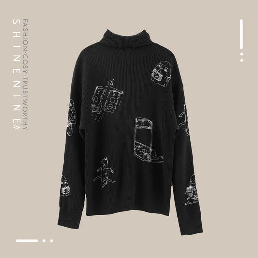 FM19AW4A-ZZS1917绣花高领毛衣 商品图0