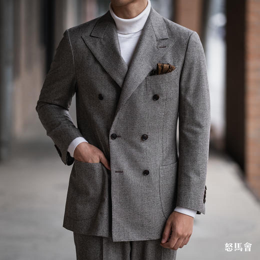 Stylbiella Super 120's 澳洲美丽诺羊毛卡其棕色亲王格套装 商品图3