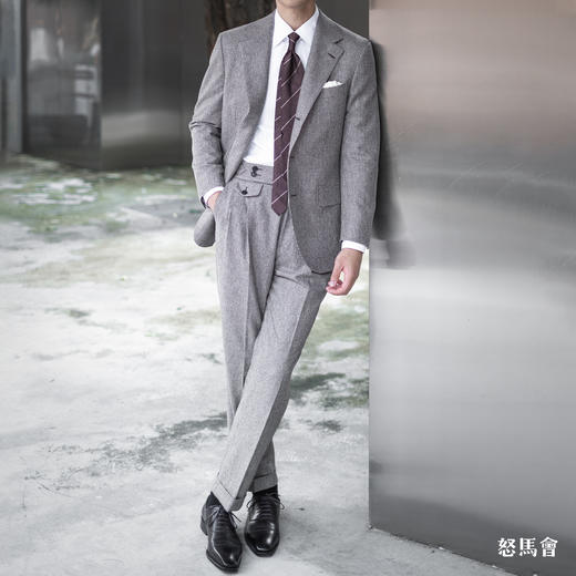 Stylbiella Super 100's 澳洲美丽诺羊毛卡其棕色千鸟格套装 商品图3