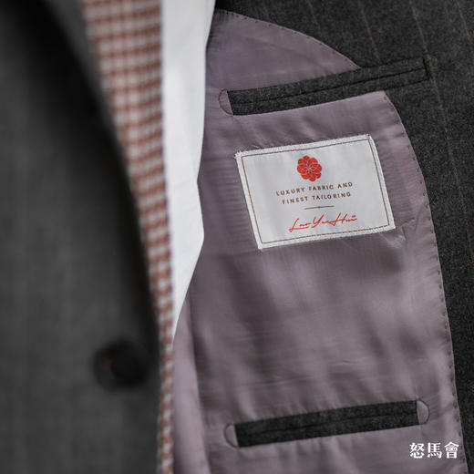 Stylbiella Super 120's 澳洲美丽诺羊毛橄榄绿色棕条纹套装 商品图7