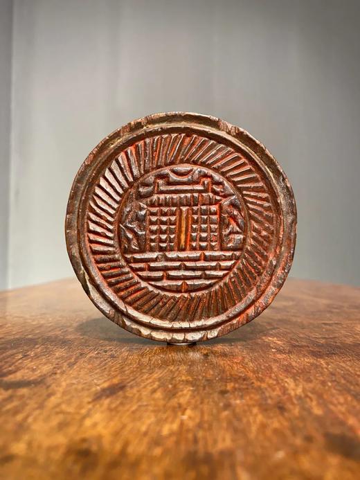 老梨木刻楼阁圆形印模，顺丰包邮 商品图4