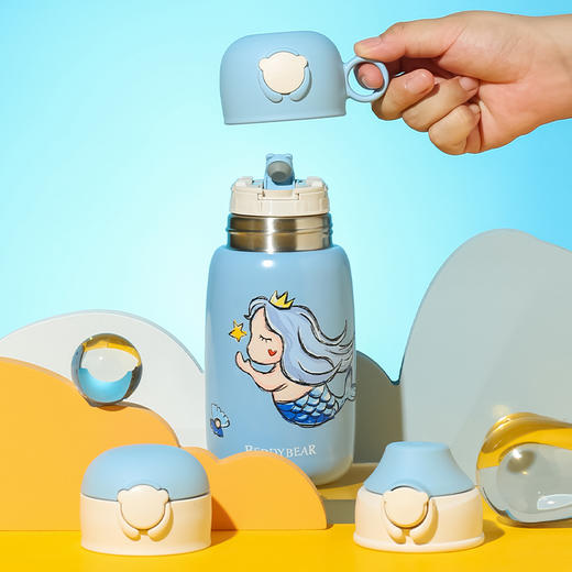 杯具熊熊抱儿童杯—美人鱼RT106-530保温水杯女童三盖水壶 商品图3