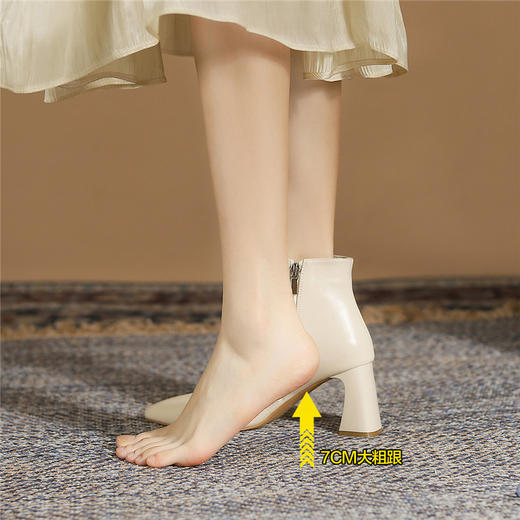 ZHR短靴女2021新款尖头切尔西靴粗跟百搭靴子加绒女靴气质高跟靴 商品图7