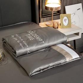 2020夏季新品 刺绣水洗真丝 拼接撞色吸湿透气夏凉被 活性印染可机洗 字母刺绣夏凉被（纳多灰） MY SIDE