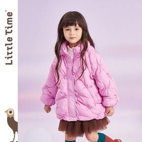 littletime男女童菱格羽绒服秋冬装90白鸭绒保暖2021新款儿童外套