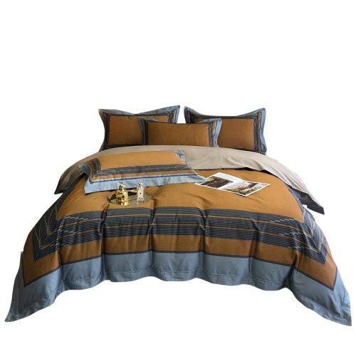 春季新品 100支纱数码印花全棉四件套 被套床单1.5\1.8米床4件套-紫御澜庭(桔) 商品图4