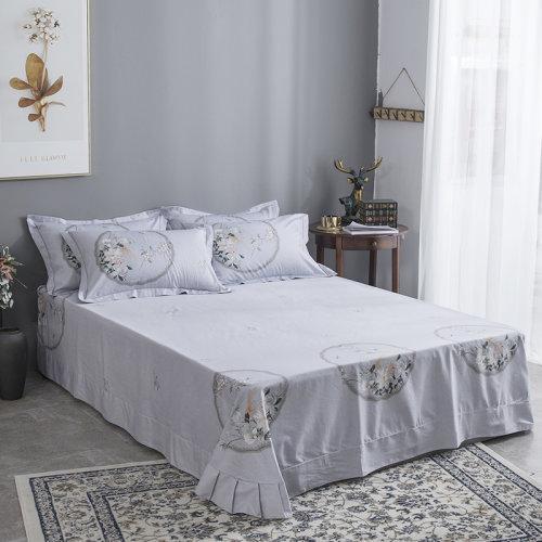 新中式风格全棉四件套 大版花型环保活性印染不褪色床单被套40支纱 月上花开（黄） MY SIDE 商品图1