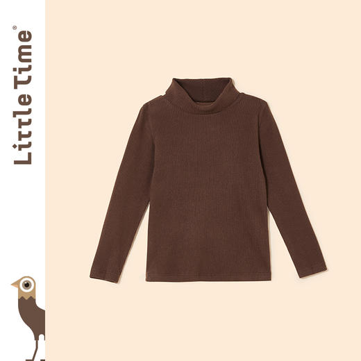 littletime女童打底衫秋冬款半高领百搭2021新款儿童加厚保暖T恤 商品图5