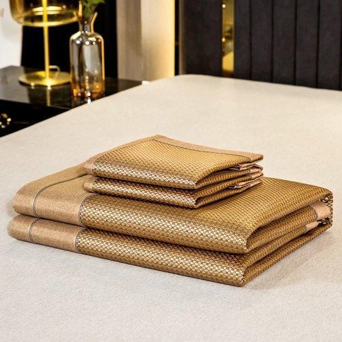 夏凉提花刺绣冰丝藤席三件套 可折叠软凉席 夏天床席 1.5m 1.8米床适用 商品图10