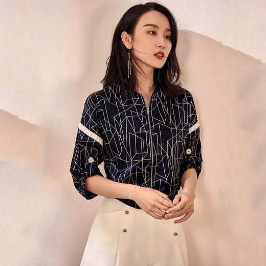 剩S/M/L 拼接醋酸印花秋装新款简约休闲百搭棒球服醋酸短外套女 商品图2