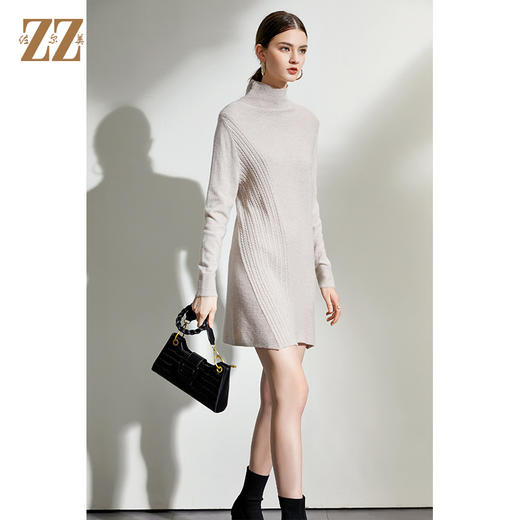 佐尔美2021新款 100%绵羊毛三色气质时尚中长打底羊毛衫女E94MS03 商品图2