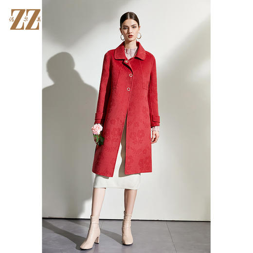 佐尔美2021冬季新款 100%绵羊毛经典时尚双面呢中褛外套女E04SM04 商品图3