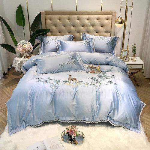 My Side 2020春夏新品60支纱刺绣工艺四件套 仿真丝面料床上用品4件套-童话森林 商品图5