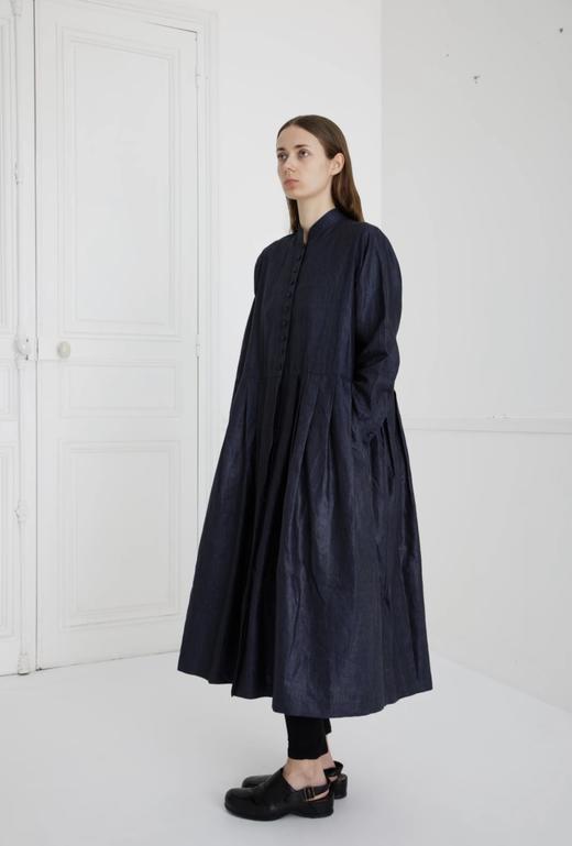 ECOLE DE CURIOSITES 抛光亚麻立领连衣裙 商品图11