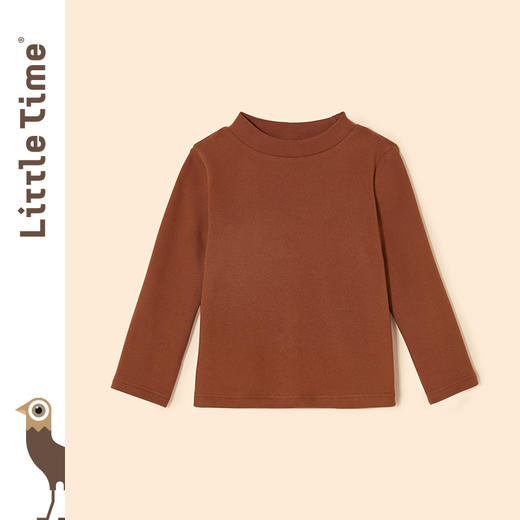 littletime女童打底衫秋冬加厚磨毛纯色百搭新款儿童保暖T恤 商品图2