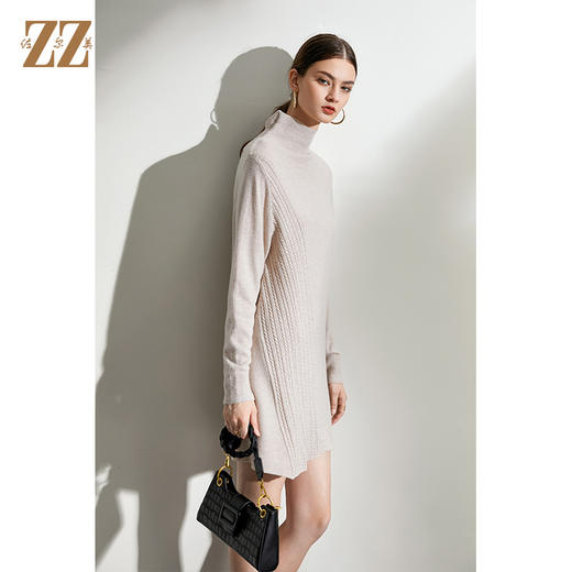 佐尔美2021新款 100%绵羊毛三色气质时尚中长打底羊毛衫女E94MS03 商品图3