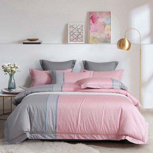 占姆士奥莱线上款 春夏新品锦绣缎全棉60支纱四件套 柔软贴身面料被套床单4件套-伯爵(粉) 商品图0