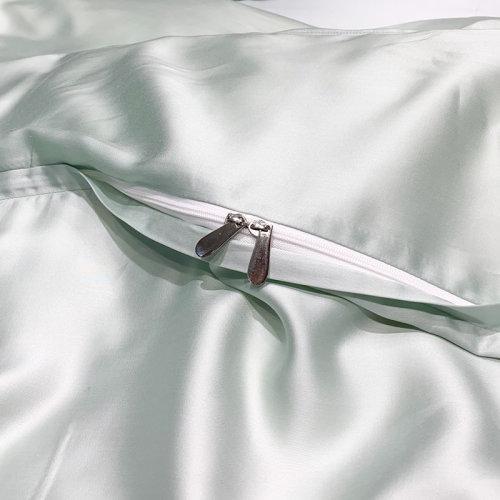 My Side 80支纱兰精天丝四件套 绣花工艺床上用品被套床单4件套-夏朵(薄荷绿) 商品图3