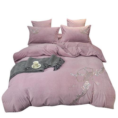 宝宝绒中式刺绣秋冬保暖四件套 御寒保暖被套床单4件套-思境中 商品图9