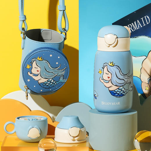 杯具熊熊抱儿童杯—美人鱼RT106-530保温水杯女童三盖水壶 商品图1