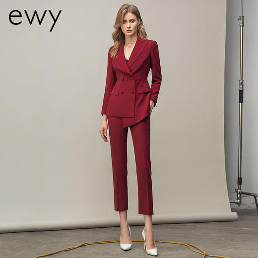 高端大气红色职业西装套装秋冬新款修身主持人上镜装工作服 商品图0