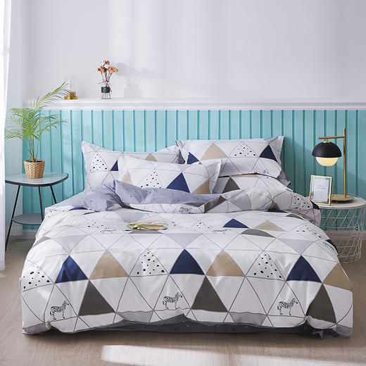 红蜻蜓生态棉四件套-斑马格 商品图0