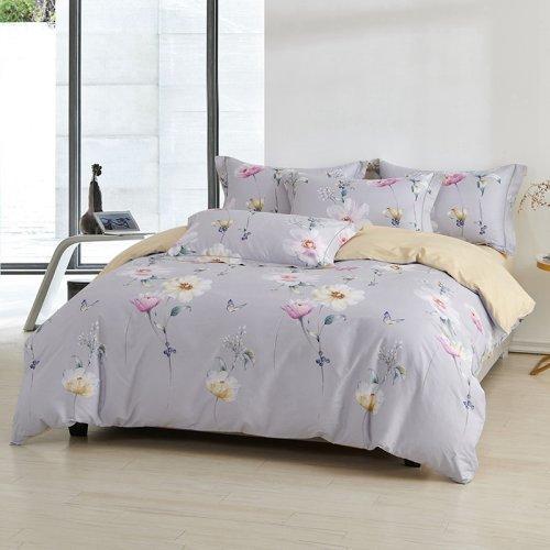 春夏新品40支纱柔软全棉四件套 清新风被套床单4件套1.5\1.8米床-花舞佳人 商品图6