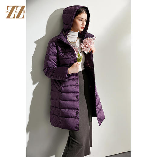 佐尔美2021冬季新品 90%灰鸭绒经典双面穿羽绒服外套女E04YY17 商品图2