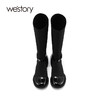 westory2021秋新款长筒袜靴高跟瘦瘦靴弹力时装不过膝拼接长靴女W21DQ81521 商品缩略图2